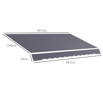 Replacement Cover for Retractable Sun Awning, Replacement Fabric for 3.6x2.5 m Arm Awning in Polyester, Anti-UV 30+, for Balcony, Patio, Terrace, Outdoor, Garden, Grey
