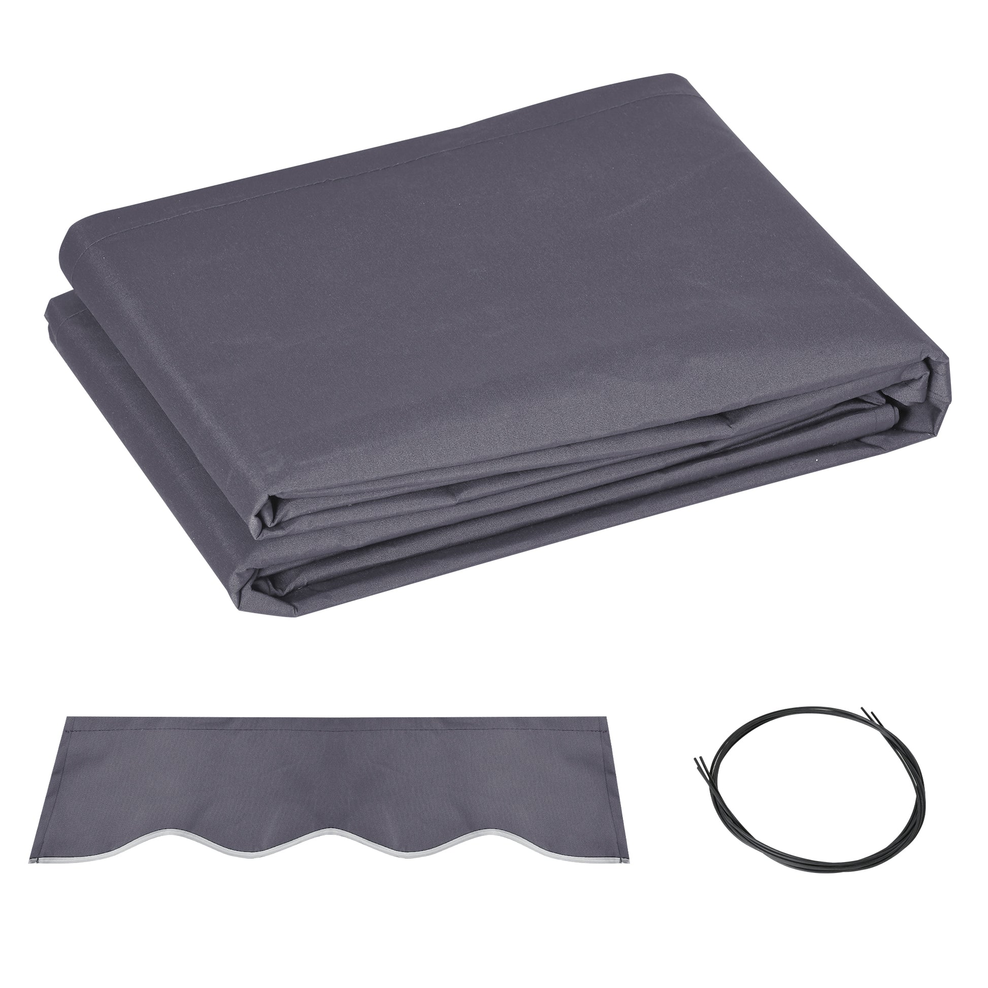 Replacement Cover for Retractable Sun Awning, Replacement Fabric for 3.6x2.5 m Arm Awning in Polyester, Anti-UV 30+, for Balcony, Patio, Terrace, Outdoor, Garden, Grey