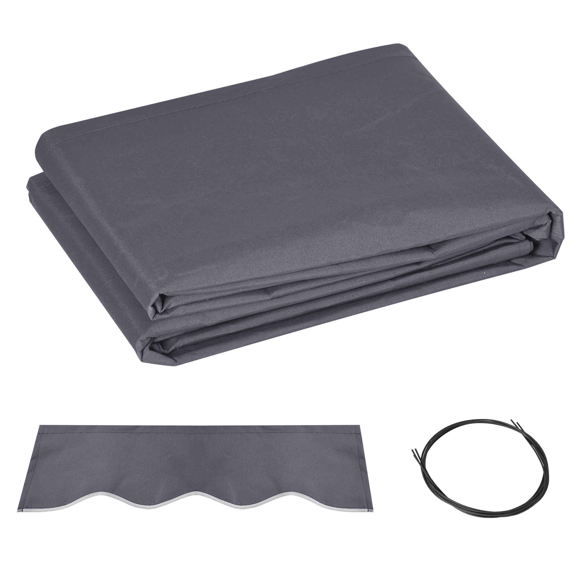 Replacement Cover for Retractable Sun Awning, Replacement Fabric for 3.6x2.5 m Arm Awning in Polyester, Anti-UV 30+, for Balcony, Patio, Terrace, Outdoor, Garden, Grey
