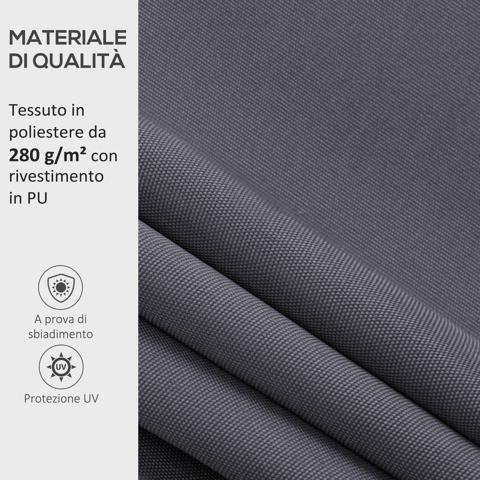 Replacement Cover for Retractable Sun Awning, Replacement Fabric for 3.6x2.5 m Arm Awning in Polyester, Anti-UV 30+, for Balcony, Patio, Terrace, Outdoor, Garden, Grey