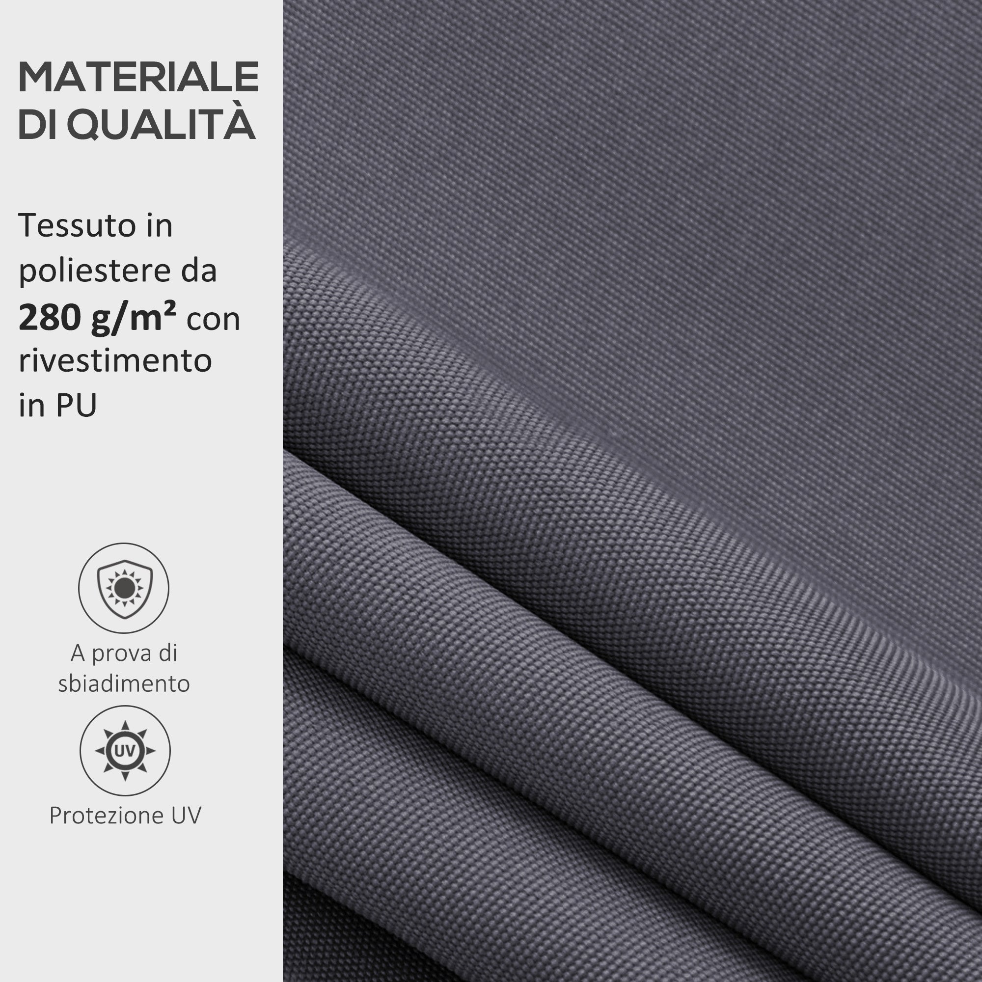 Replacement Cover for Retractable Sun Awning, Replacement Fabric for 3.6x2.5 m Arm Awning in Polyester, Anti-UV 30+, for Balcony, Patio, Terrace, Outdoor, Garden, Grey