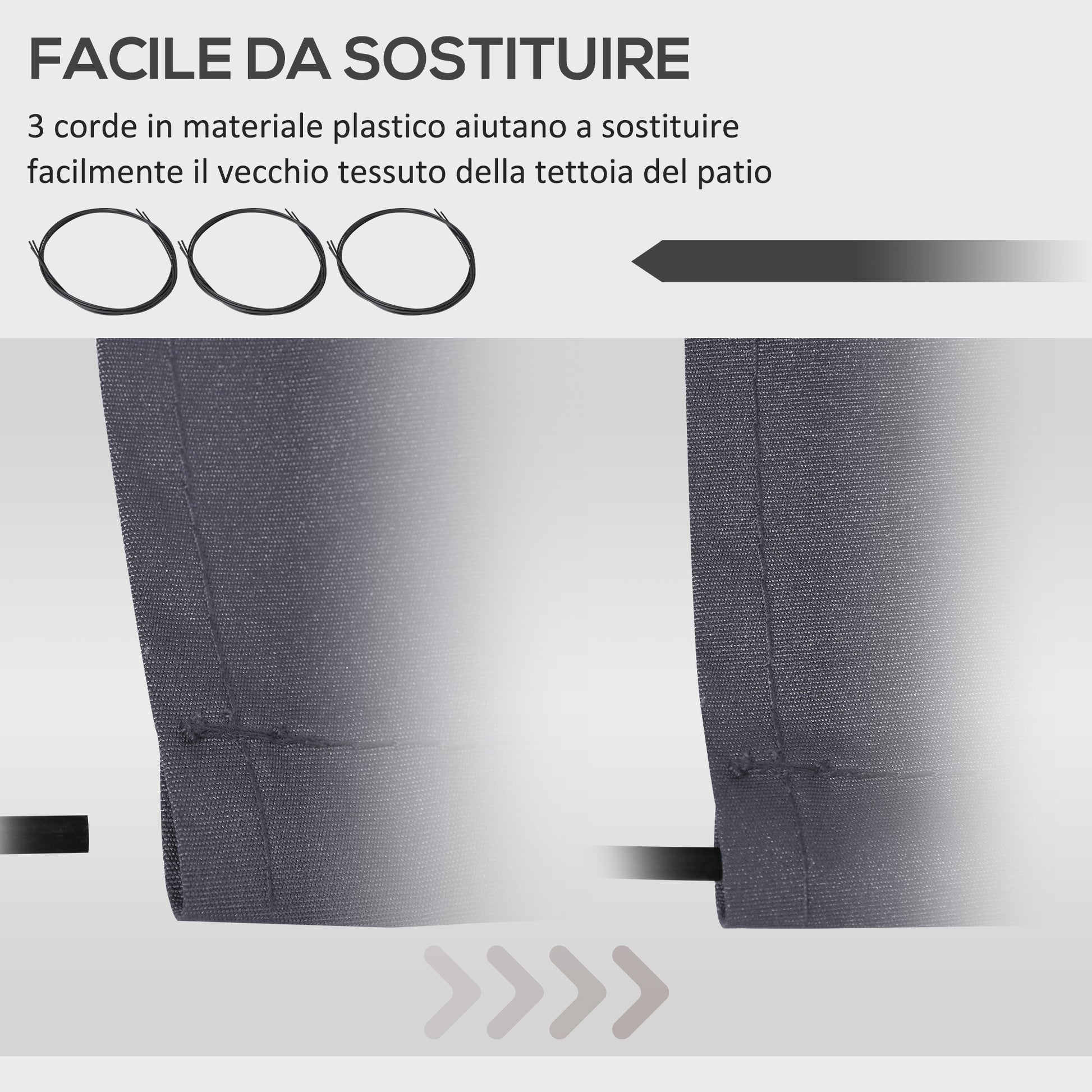 Replacement Cover for Retractable Sun Awning, Replacement Fabric for 3.6x2.5 m Arm Awning in Polyester, Anti-UV 30+, for Balcony, Patio, Terrace, Outdoor, Garden, Grey