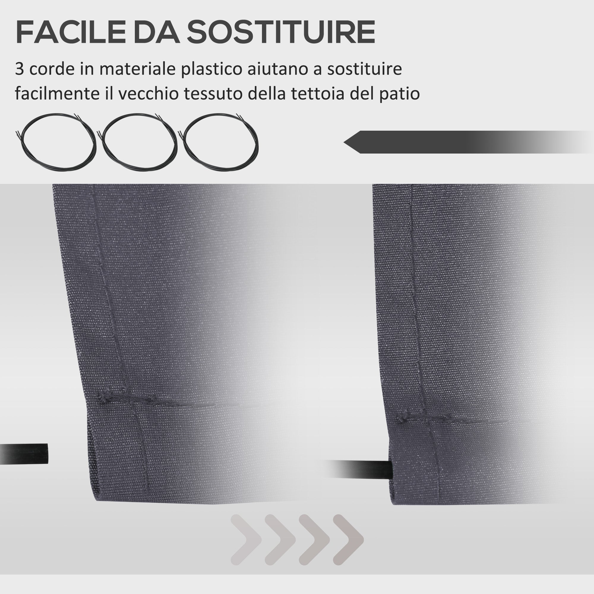 Replacement Cover for Retractable Sun Awning, Replacement Fabric for 3.6x2.5 m Arm Awning in Polyester, Anti-UV 30+, for Balcony, Patio, Terrace, Outdoor, Garden, Grey