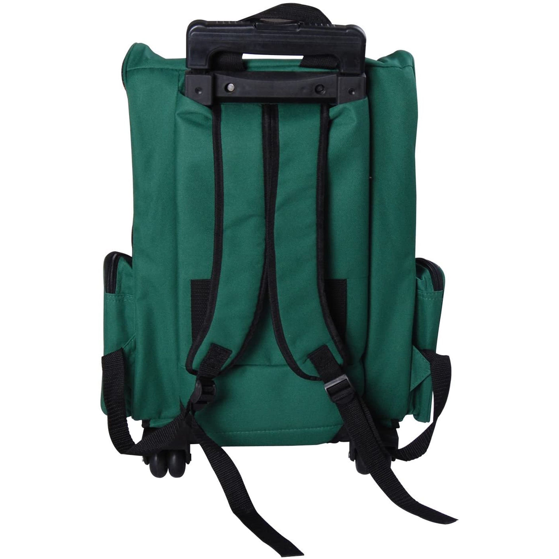 2-in-1 Pet Carrier Backpack or Wheeled Travel Cart for Dog and Cat with 2 Wheels, Retractable Aluminum Handle, and Pockets 42x25x55 cm Green