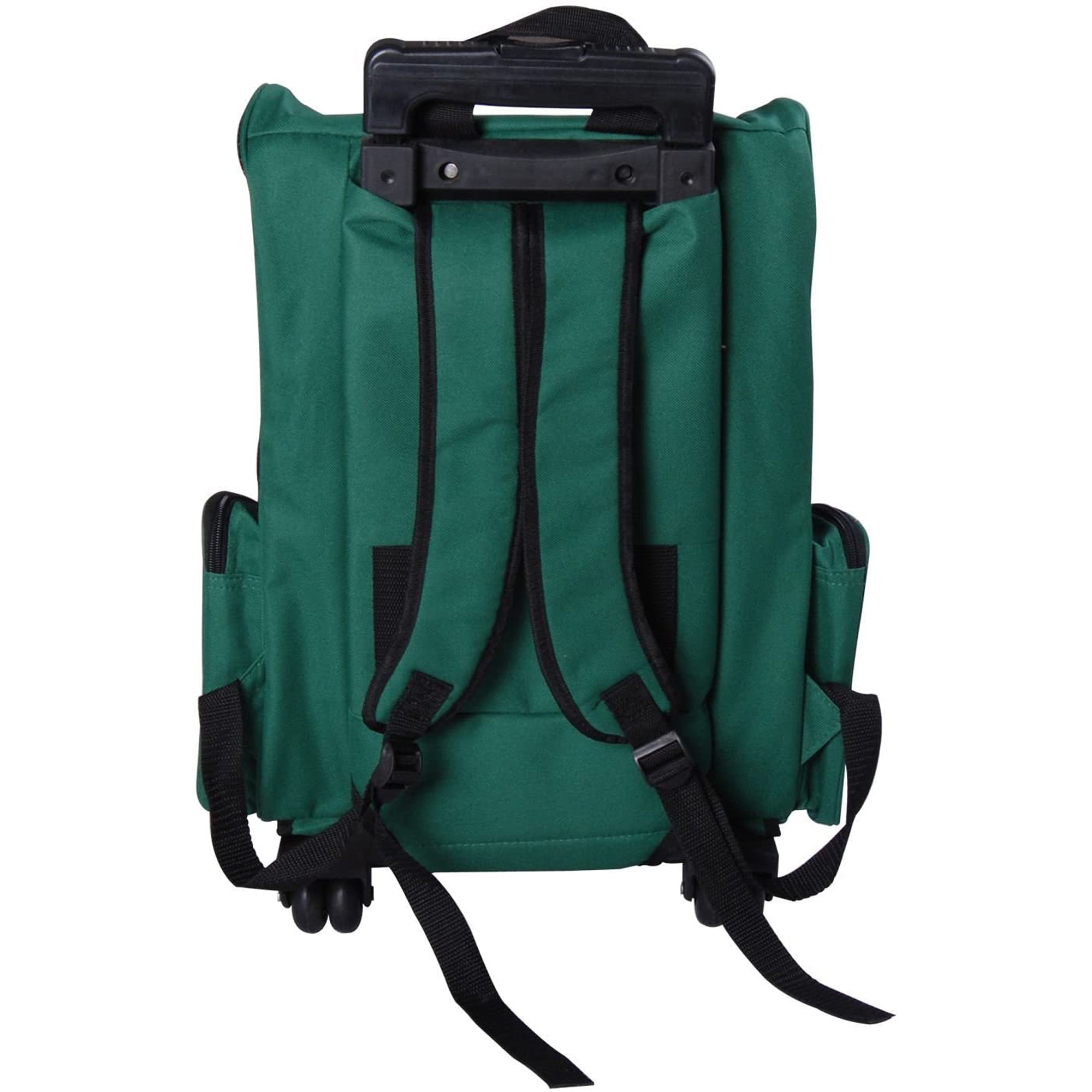 2-in-1 Pet Carrier Backpack or Wheeled Travel Cart for Dog and Cat with 2 Wheels, Retractable Aluminum Handle, and Pockets 42x25x55 cm Green