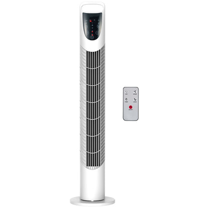 Tower Fan Vertical Fan 40W with Remote Control 3 Speeds Timer 7.5h 70° Oscillating Ø18x78.5 cm White
