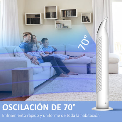 Tower Fan Vertical Fan 40W with Remote Control 3 Speeds Timer 7.5h 70° Oscillating Ø18x78.5 cm White