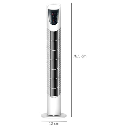 Tower Fan Vertical Fan 40W with Remote Control 3 Speeds Timer 7.5h 70° Oscillating Ø18x78.5 cm White
