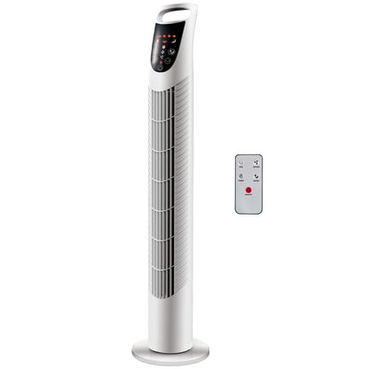 Tower Fan Vertical Fan 40W with Remote Control 3 Speeds Timer 7.5h 70° Oscillating Ø18x78.5 cm White