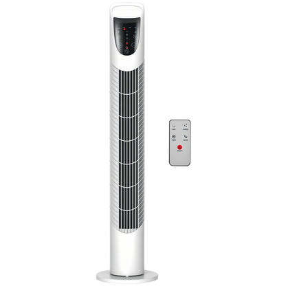 Tower Fan Vertical Fan 40W with Remote Control 3 Speeds Timer 7.5h 70° Oscillating Ø18x78.5 cm White