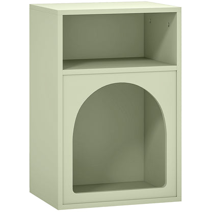 Modern Nightstand Narrow Bedside Table with 2 Open Compartments Arched Design Side Table for Living Room Bedroom 40x30x60 cm Green