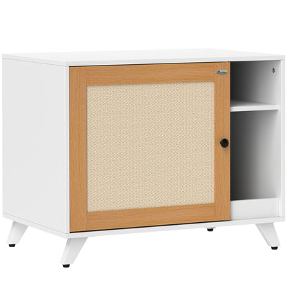 Cat Litter Furniture Cat Litter Box with Door with Scratching Pad and Cat Litter Compartment for Living Room Bedroom 77x50x63 cm White