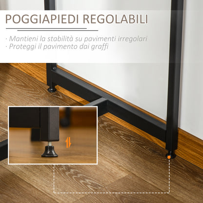 Dining Set with Bar Counter and 2 High Stools, Tall Table with 3 Side Shelves and Footrest Bar Stools Industrial Style, Rustic Brown