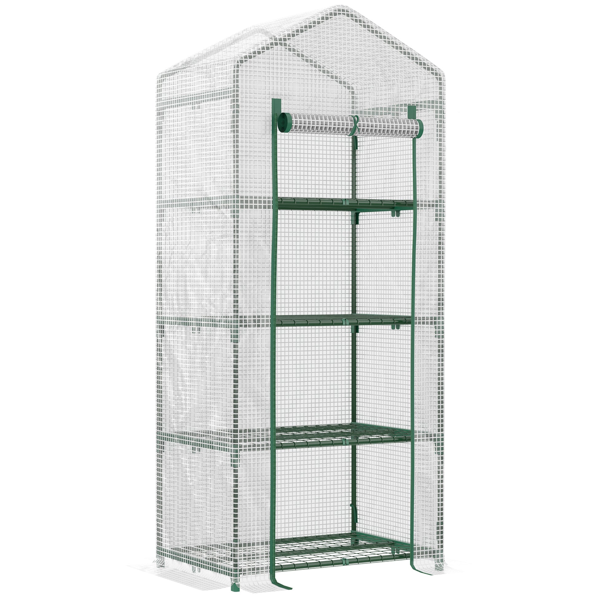 greenhouse with shelves, winter-proof film greenhouse made of steel, greenhouse for balcony, garden, tomato greenhouse 70x50x160cm, tomato greenhouse for vegetables, flowers, plants, white