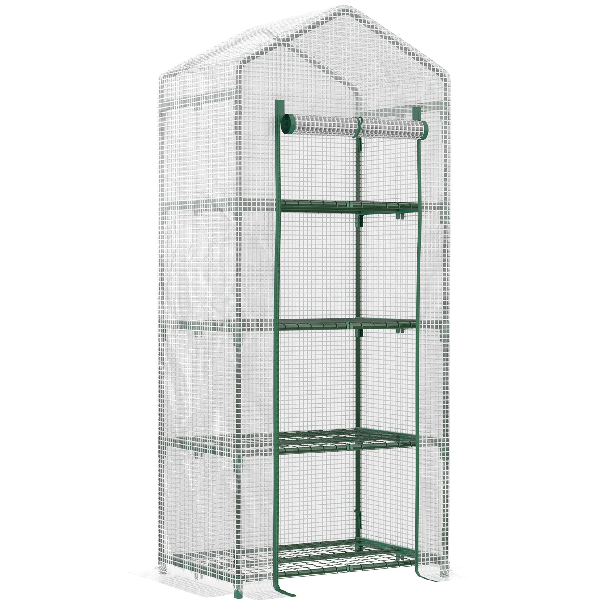 greenhouse with shelves, winter-proof film greenhouse made of steel, greenhouse for balcony, garden, tomato greenhouse 70x50x160cm, tomato greenhouse for vegetables, flowers, plants, white