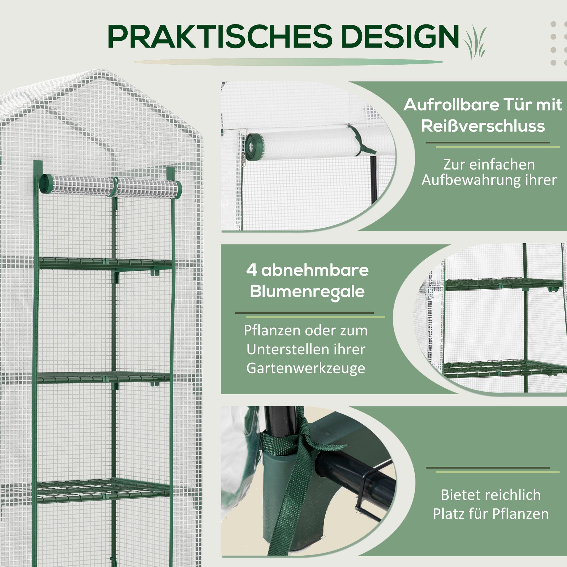 greenhouse with shelves, winter-proof film greenhouse made of steel, greenhouse for balcony, garden, tomato greenhouse 70x50x160cm, tomato greenhouse for vegetables, flowers, plants, white