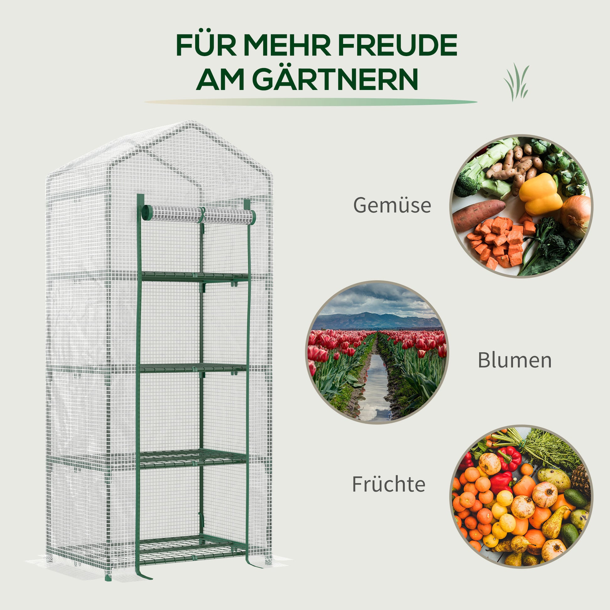 greenhouse with shelves, winter-proof film greenhouse made of steel, greenhouse for balcony, garden, tomato greenhouse 70x50x160cm, tomato greenhouse for vegetables, flowers, plants, white
