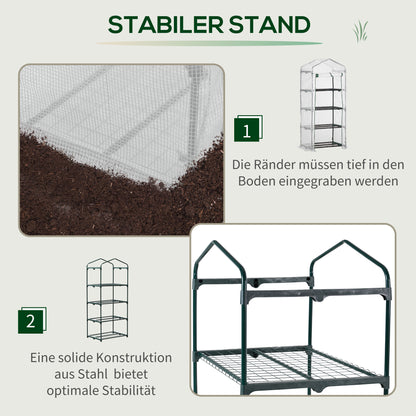 greenhouse with shelves, winter-proof film greenhouse made of steel, greenhouse for balcony, garden, tomato greenhouse 70x50x160cm, tomato greenhouse for vegetables, flowers, plants, white