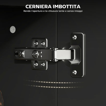 Bathroom Mirror Cabinet with Adjustable Shelves, 2-Door Bathroom Mirror Cabinet with Open Shelf in Wood and Glass, 54x15.2x55.3 cm, Black