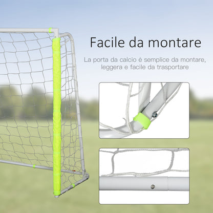 Garden Soccer Goal with Central Target and Metal Frame, Oxford Fabric, 186x62x123 cm, White
