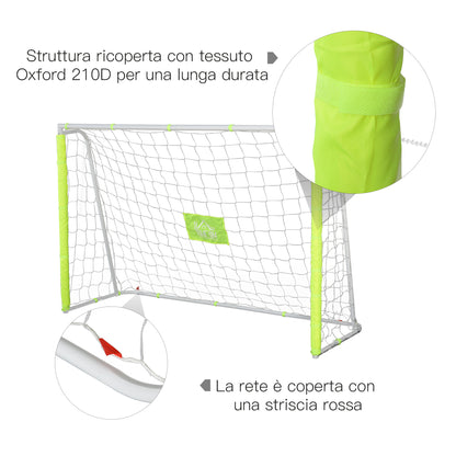Garden Soccer Goal with Central Target and Metal Frame, Oxford Fabric, 186x62x123 cm, White