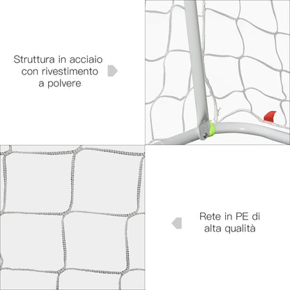 Garden Soccer Goal with Central Target and Metal Frame, Oxford Fabric, 186x62x123 cm, White