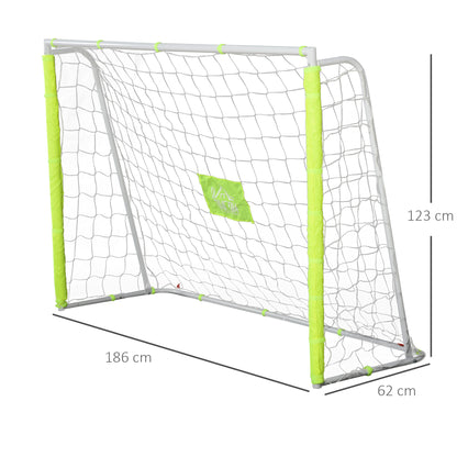 Garden Soccer Goal with Central Target and Metal Frame, Oxford Fabric, 186x62x123 cm, White