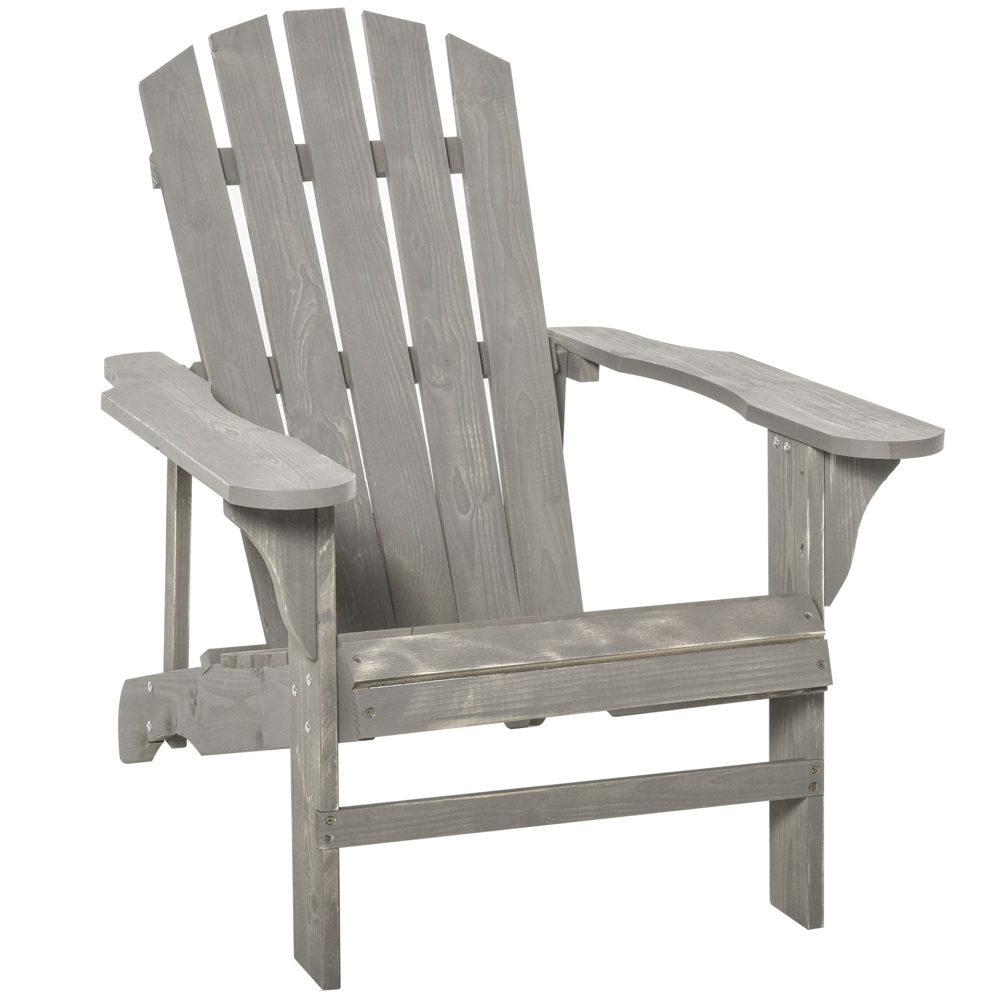 Adirondack Chair Outdoor Garden Chair Outdoor Chair 78L x 89W x 88H cm Solid Fir Wood Grey Distressed Effect for Garden, Terrace, and Balcony