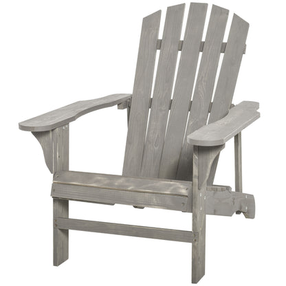 Adirondack Chair Outdoor Garden Chair Outdoor Chair 78L x 89W x 88H cm Solid Fir Wood Grey Distressed Effect for Garden, Terrace, and Balcony