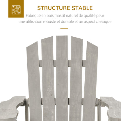 Adirondack Chair Outdoor Garden Chair Outdoor Chair 78L x 89W x 88H cm Solid Fir Wood Grey Distressed Effect for Garden, Terrace, and Balcony