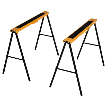 Work Bench, Sawhorse, Support Stand, Foldable, Non-slip, Steel, Orange, Black, 99.5 x 50 x 78 cm, Weight Capacity 125 kg