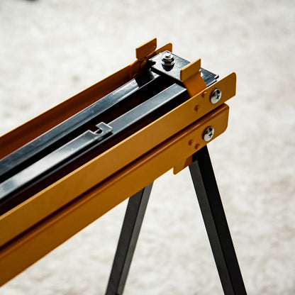 Work Bench, Sawhorse, Support Stand, Foldable, Non-slip, Steel, Orange, Black, 99.5 x 50 x 78 cm, Weight Capacity 125 kg