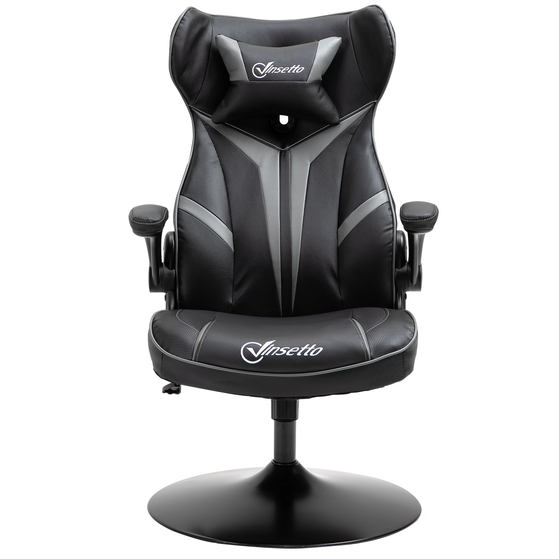Gaming chair ergonomic computer chair with rocking function swivel chair height adjustable steel Black+Gray 67 x 70 x 106-112 cm