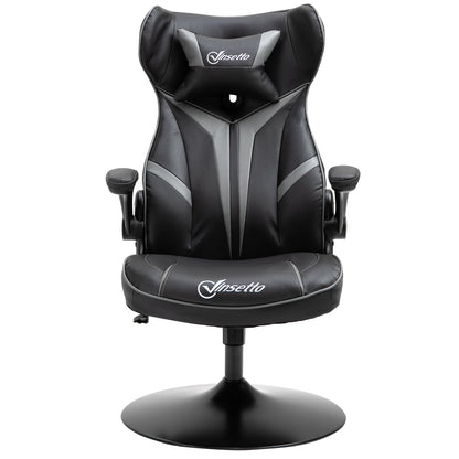 Gaming chair ergonomic computer chair with rocking function swivel chair height adjustable steel Black+Gray 67 x 70 x 106-112 cm