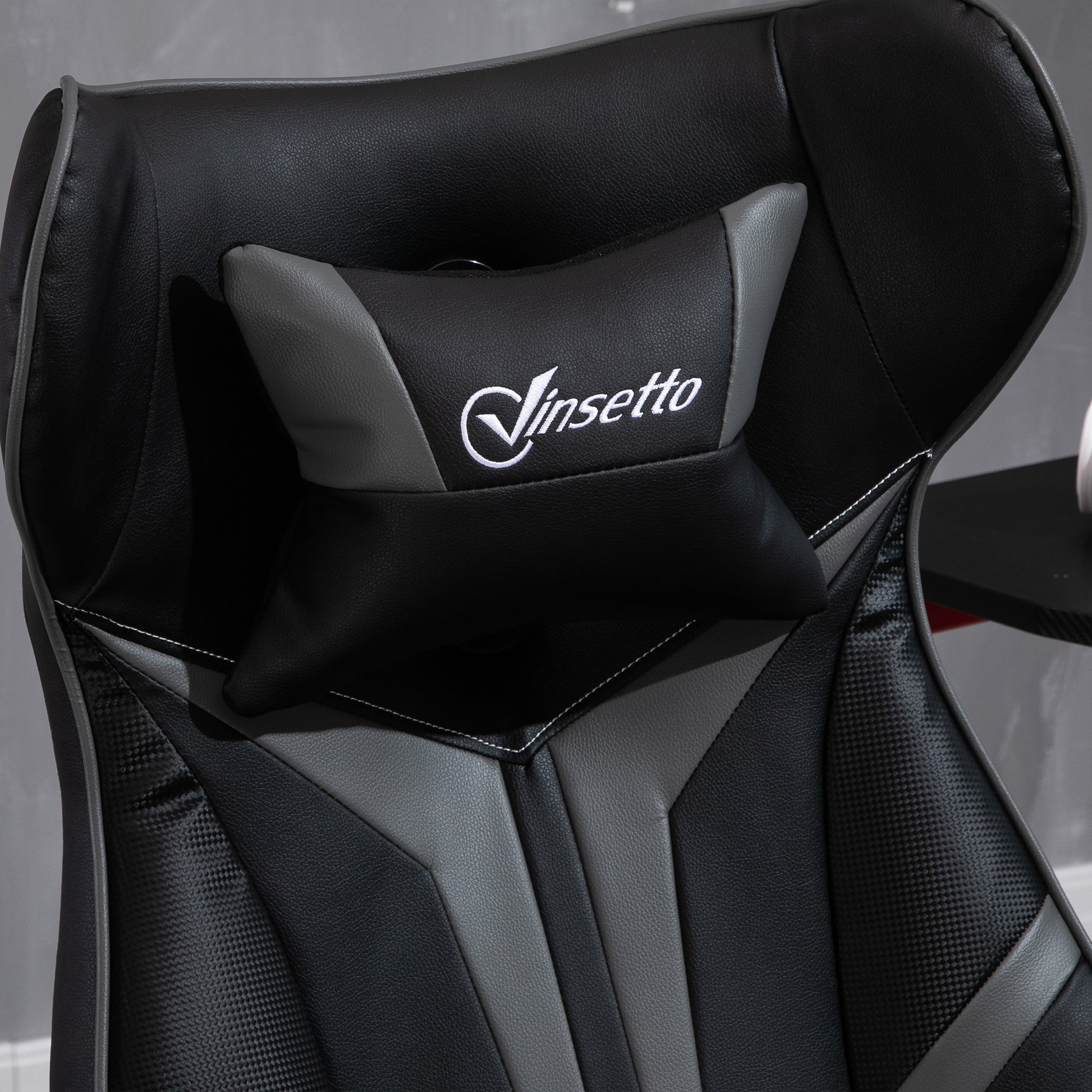 Gaming chair ergonomic computer chair with rocking function swivel chair height adjustable steel Black+Gray 67 x 70 x 106-112 cm