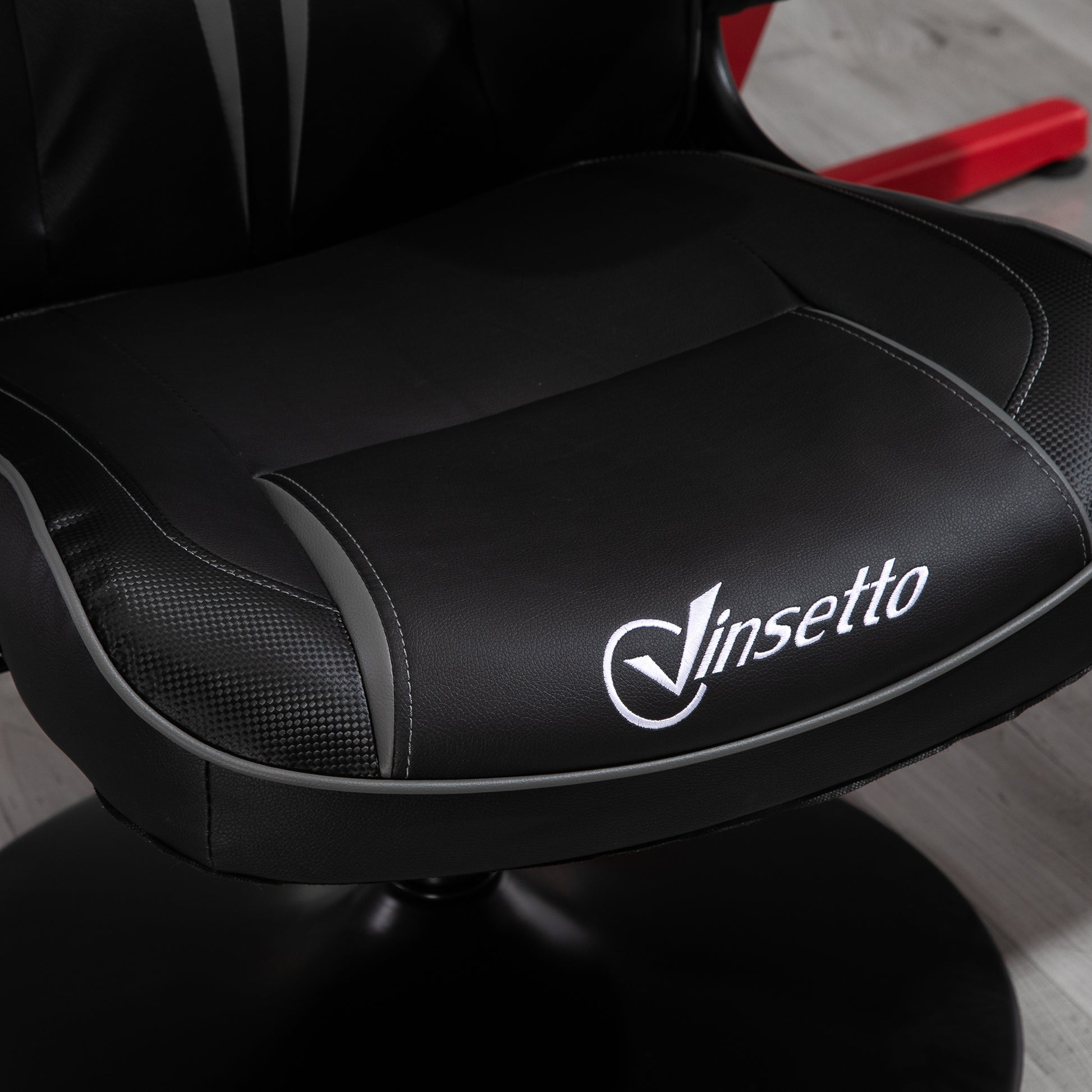 Gaming chair ergonomic computer chair with rocking function swivel chair height adjustable steel Black+Gray 67 x 70 x 106-112 cm