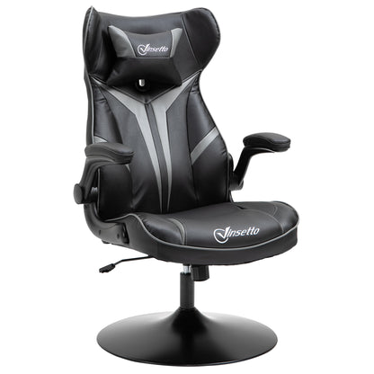 Gaming chair ergonomic computer chair with rocking function swivel chair height adjustable steel Black+Gray 67 x 70 x 106-112 cm