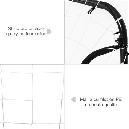 Football Goal - Soccer Goal - Training Goal dimensions 203L x 81W x 120H cm - black epoxy polyester metal frame - included pegs - black