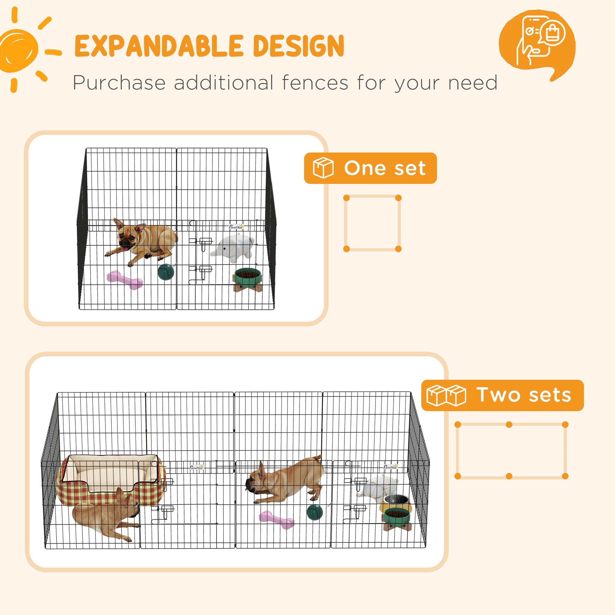Dog Playpen 8-Panel Metal Folding Cage for Pets with Door and Double Lock for Garden Patio Outdoor Black