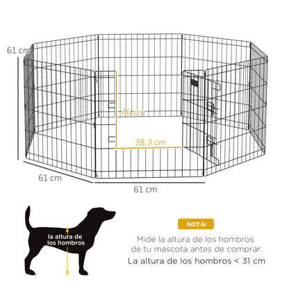 Dog Playpen 8-Panel Metal Folding Cage for Pets with Door and Double Lock for Garden Patio Outdoor Black