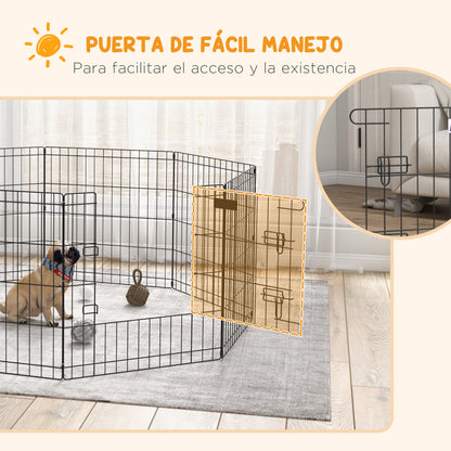 Dog Playpen 8-Panel Metal Folding Cage for Pets with Door and Double Lock for Garden Patio Outdoor Black