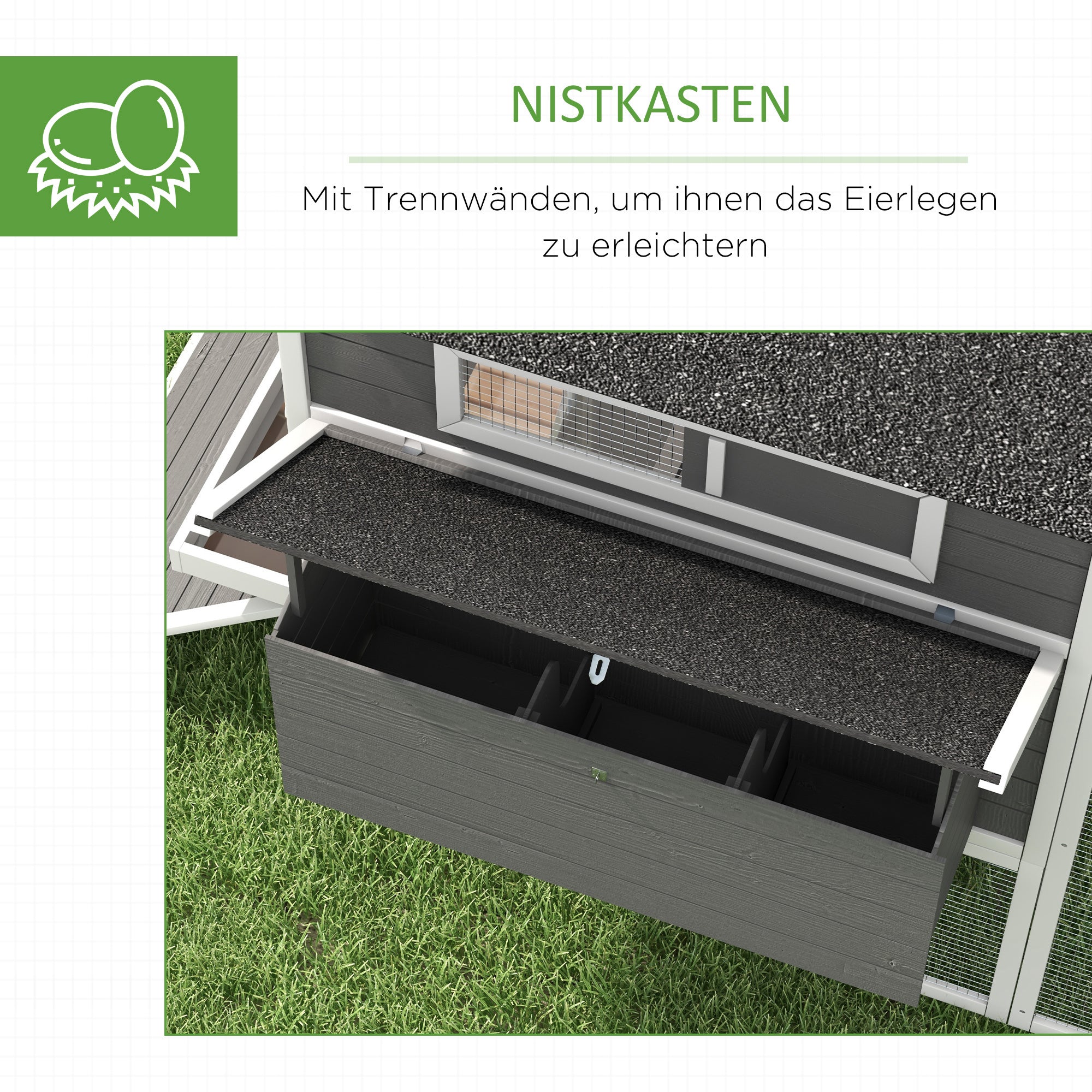 Chicken Coop 2 Levels Chicken House with Nesting Box, Outdoor Run Poultry Coop Enclosure for 8-10 Chickens Winterproof Hutch with Tray, Chicken Pen, Pine Wood 347 x 160 x 150 cm Gray
