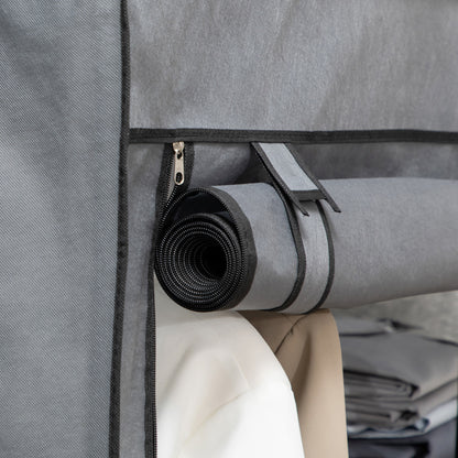 Fabric Wardrobe with 6 Shelves, Clothes Rail, Zipper Wardrobe for Dressing Room Bedroom, 103 x 43 x 162.5 cm, Dark Gray