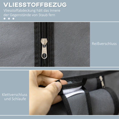 Fabric Wardrobe with 6 Shelves, Clothes Rail, Zipper Wardrobe for Dressing Room Bedroom, 103 x 43 x 162.5 cm, Dark Gray