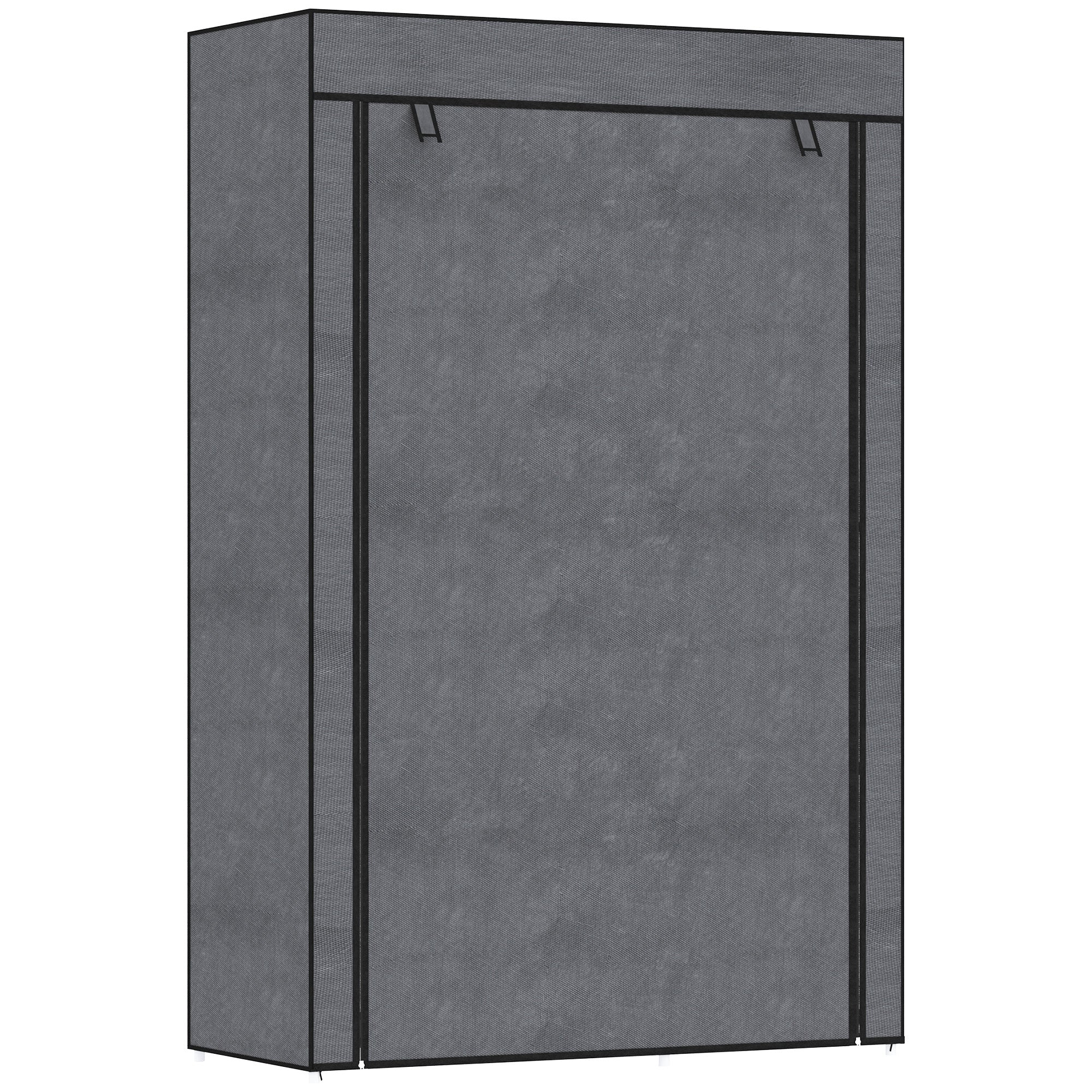 Fabric Wardrobe with 6 Shelves, Clothes Rail, Zipper Wardrobe for Dressing Room Bedroom, 103 x 43 x 162.5 cm, Dark Gray