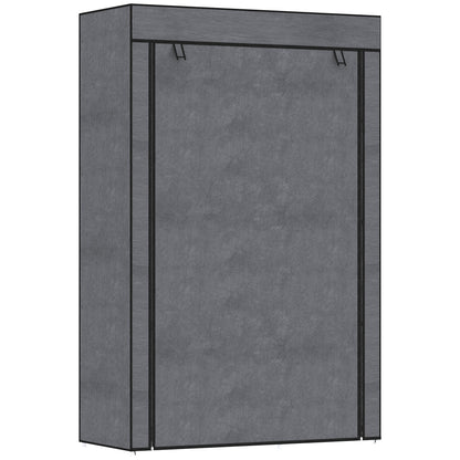Fabric Wardrobe with 6 Shelves, Clothes Rail, Zipper Wardrobe for Dressing Room Bedroom, 103 x 43 x 162.5 cm, Dark Gray