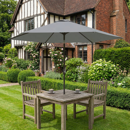 9.7 ft (295 cm) Tilting Patio Umbrella with Crank and Cover — Wind-Resistant, Vented Market Umbrella for Garden, Balcony, Terrace, Gray