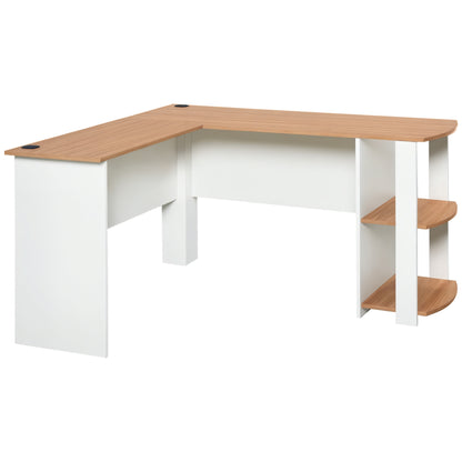PC Computer Desk with Shelves for Office Home L-Shaped Corner 136x130x72cm Wood