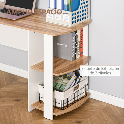PC Computer Desk with Shelves for Office Home L-Shaped Corner 136x130x72cm Wood