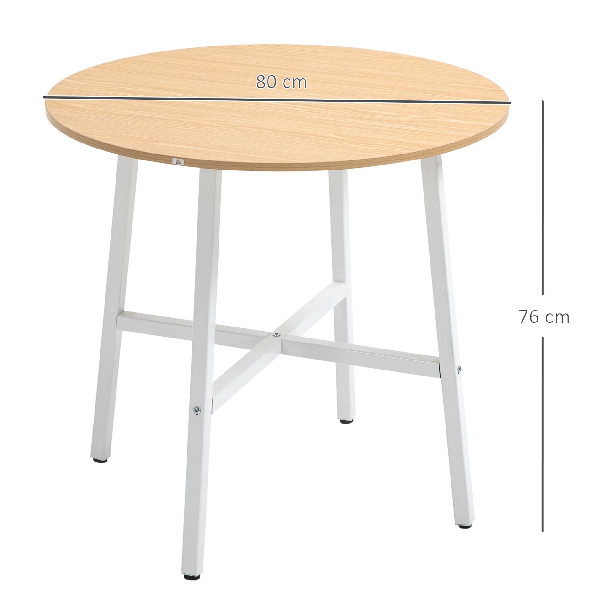 Dining Table Kitchen Table for 4 Persons, Living Room Table in Modern Design for Dining Room, Kitchen, Steel, Natural Wood, 80 x 80 x 76 cm